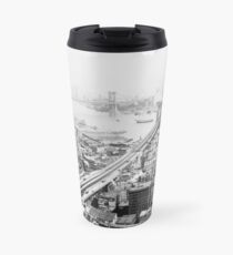 Taza de viaje Vintage Brooklyn and Manhattan Bridge Photograph