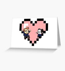 "Love in 8-bit": Jeff and Annie (Style C) Greeting Card