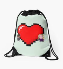 "Love in 8-bit": Britta and Troy (Style C) Drawstring Bag