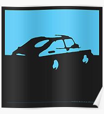 Saab 900, 1990 - Light blue on charcoal Poster