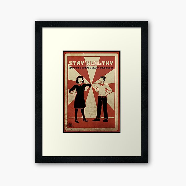 Greet with your elbows, Corona propaganda Framed Art Print