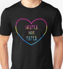 Hearts not Parts Pansexual pride Unisex T-Shirt