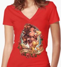 Bis zum letzten Blütenblatt fällt Shirt mit V-Ausschnitt