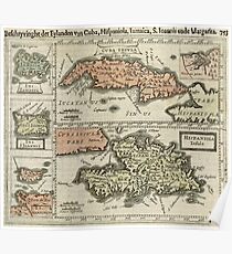 Vintage Karte der karibischen Inseln (1630) Poster
