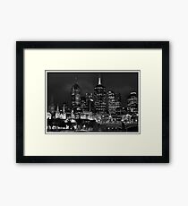 Melbourne and Flinders street in b/w Framed Print