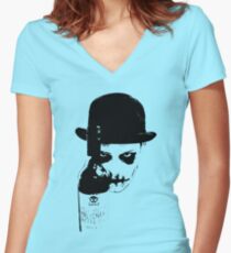 Sinister Chap With Gutter Juice Women's Fitted V-Neck T-Shirt