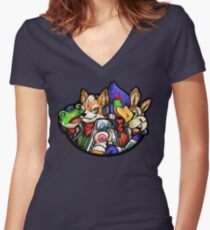 STAR FOX FLEET Women's Fitted V-Neck T-Shirt