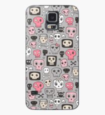 Skulls in Pink on Grey Case/Skin for Samsung Galaxy