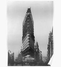 Póster Old NYC Flat Iron Building Construction Photograph