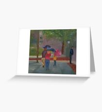 Family with Umbrellas Greeting Card