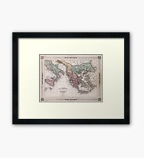 Vintage Map of Greece and Italy (1852) Framed Print