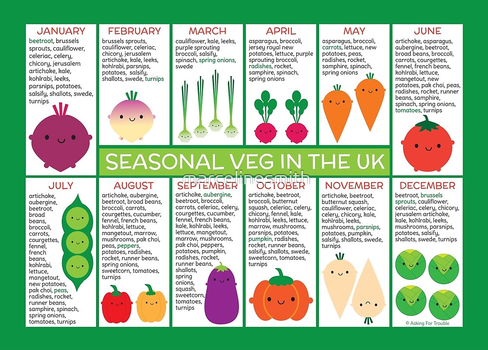  UK Seasonal Vegetables Chart By Marceline Smith Redbubble