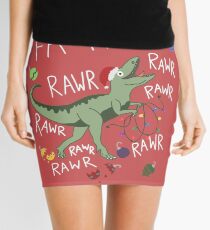 T-Rex Christmas Dinosaur - Dinosaur Christmas Mini Skirt