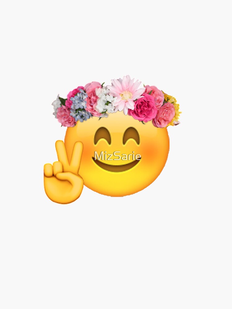 "Flower Crown Emoji" Sticker by MizSarie Redbubble