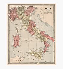 Vintage Map of Italy (1883) Photographic Print