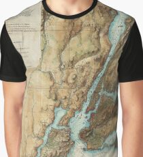 Camiseta gráfica Vintage Map of New York City Harbor (1864)