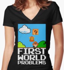 First World Problems (White) Women's Fitted V-Neck T-Shirt