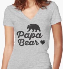 Papa Bear Women's Fitted V-Neck T-Shirt