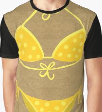 Yellow Polka Dot Bikini on Kraft Graphic T-Shirt