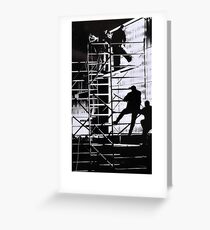 Erecting a Billboard at Night Greeting Card