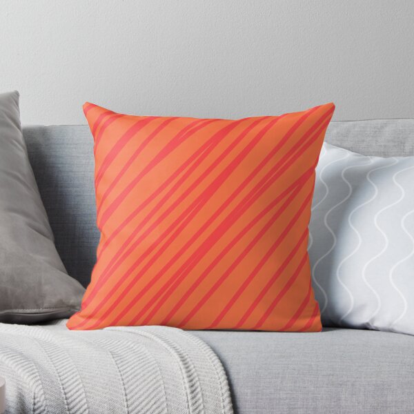 Red stripes on an orange background Throw Pillow