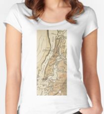 Camiseta entallada de cuello ancho Vintage Manhattan Map (1781)