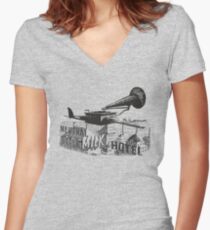 in the aeroplane over the sea Women's Fitted V-Neck T-Shirt