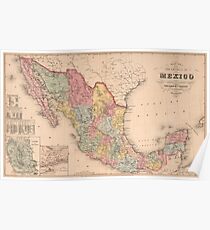 Vintage Karte von Mexiko (1859) Poster