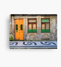 Orange and green door in Porto, Portugal Canvas Print