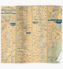 Vintage Map of The Mississippi River (1863) Poster
