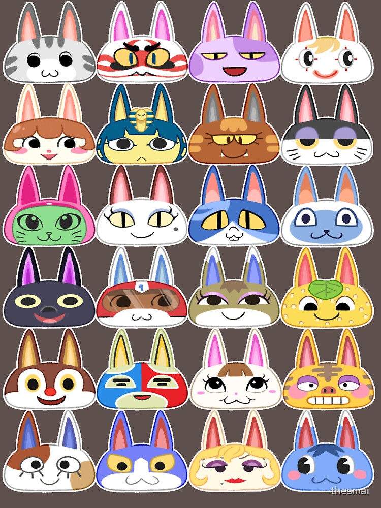 "Animal Crossing Cat Villager Heads" T-shirt by thesmai ...