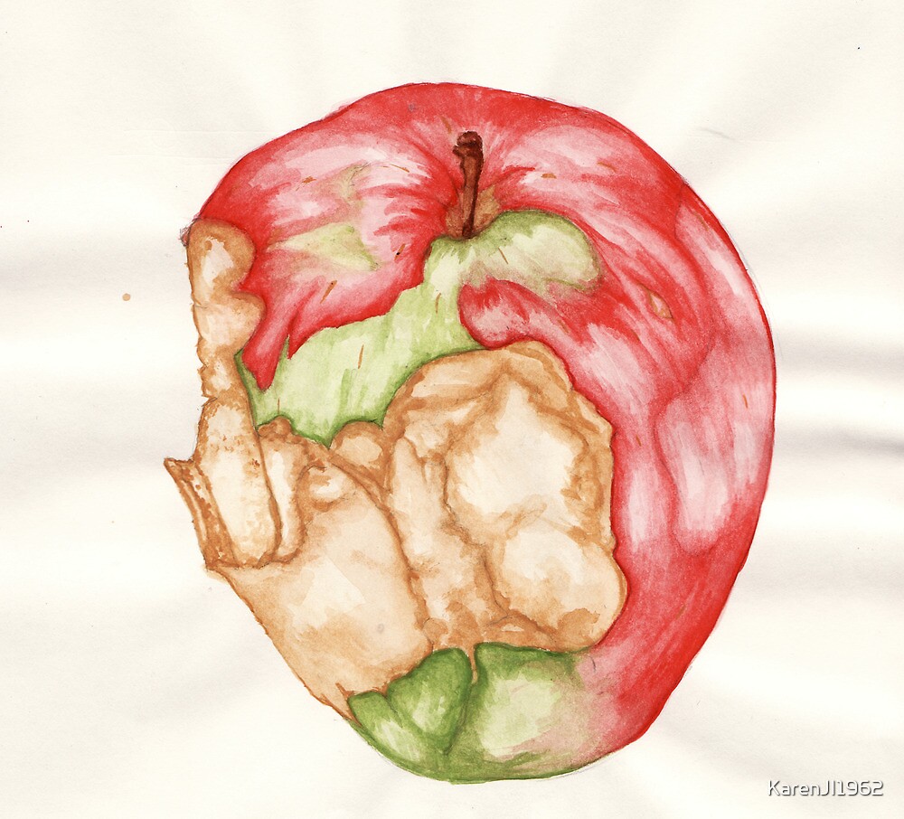 "Painting - half eaten apple" by KarenJI1962 | Redbubble