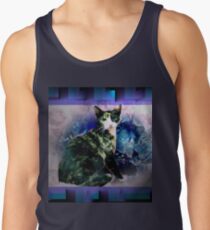 Tortoise shell cat by blue flowers Tank Top
