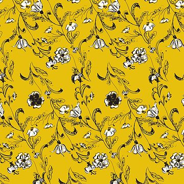 Artwork thumbnail, Yellow Floral Pattern by chotnelle