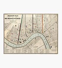 Vintage Karte von New Orleans Louisiana (1845) Fotodruck