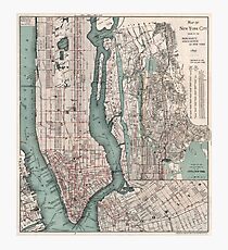 Lámina fotográfica Mapa vintage de la ciudad de Nueva York (1897)