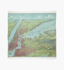 Pañuelo Mapa pictórico vintage de la ciudad de Nueva York (1909)