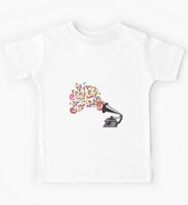 Abstract swirl background with record player Kids Tee