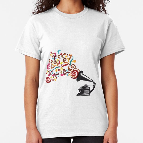 Abstract swirl background with record player Classic T-Shirt
