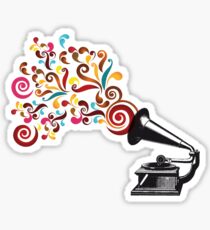 Abstract swirl background with record player Sticker