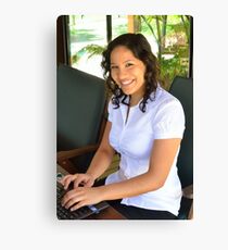Attractive young brunette businesswoman Canvas Print
