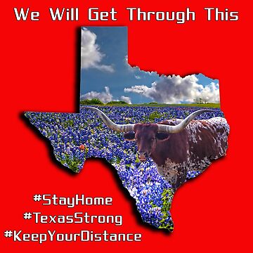 Artwork thumbnail, Shape of Texas with Longhorn in Bluebonnets #TexasStrong Covid-19 Solidarity by WarrenPHarris
