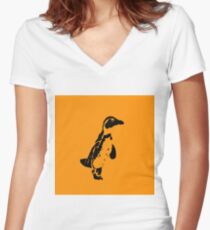 Penguin Patches Women's Fitted V-Neck T-Shirt
