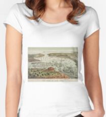 Camiseta entallada de cuello redondo Vintage Pictorial Map of The Port of New York