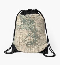 Vintage Map of The Puget Sound (1910) Drawstring Bag