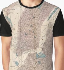 Camiseta gráfica Vintage Map of New York City (1867)