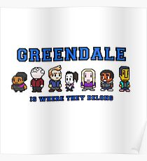 8-bit Greendale ist, wo sie gehören (College Text) Poster