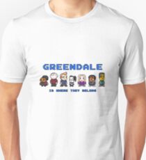 8-bit Greendale is Where They Belong (Video Game Text) Unisex T-Shirt