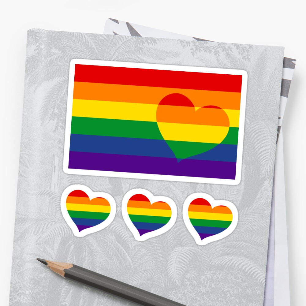 Lgbtq Flag With Hearts V Gay Lgbtq Sticker By Sarinilli Redbubble
