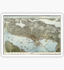 Vintage Pictorial Map of Seattle Washington (1891) Sticker